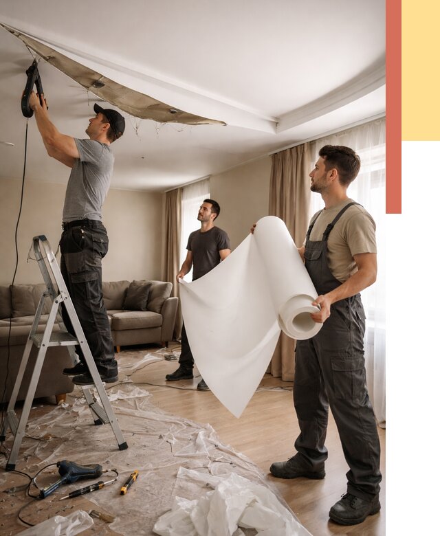 Замена полотна натяжного потолка в Новосибирске от 9658 руб. быстро и недорого | ОТДЕЛОЧНИК-Нвс