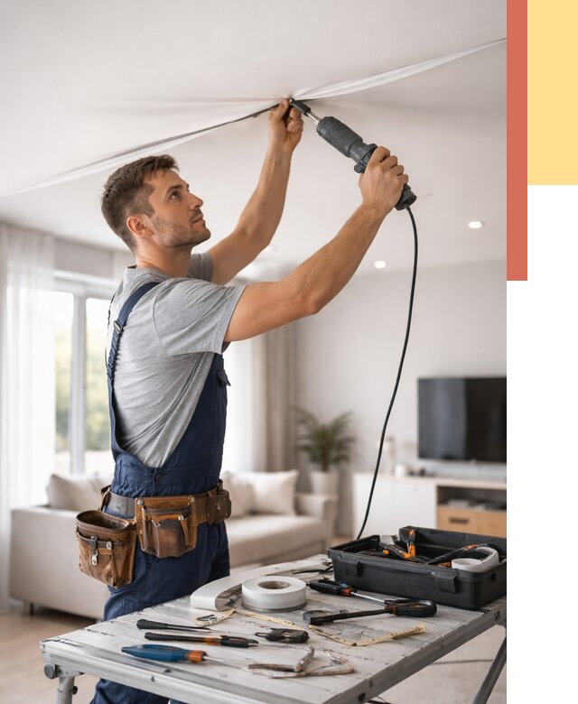 Ремонт натяжных потолков в Новосибирске от 9658 руб. под ключ — ОТДЕЛОЧНИК-Нвс