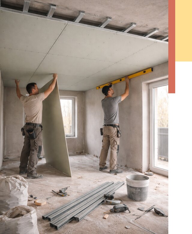 Одноуровневый потолок из гипсокартона в Новосибирске от 762 руб. — монтаж под ключ | ОТДЕЛОЧНИК-Нвс