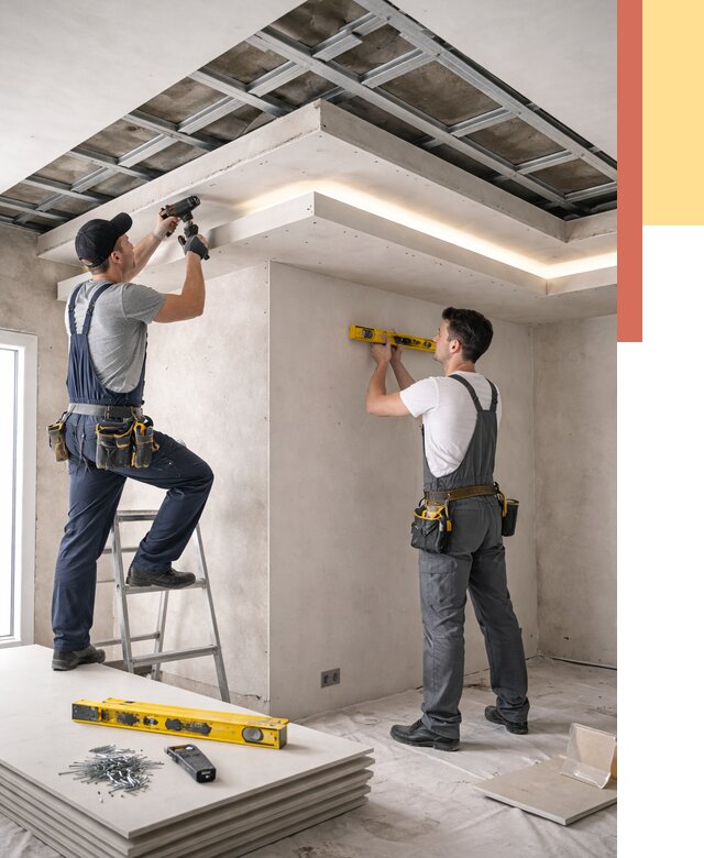 Двухуровневый потолок из гипсокартона в Новосибирске от 1474 руб. под ключ | ОТДЕЛОЧНИК-Нвс