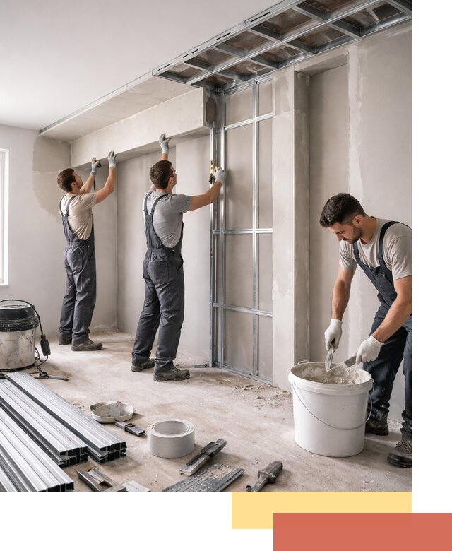 Монтаж потолка из гипсокартона с нишей в Новосибирске