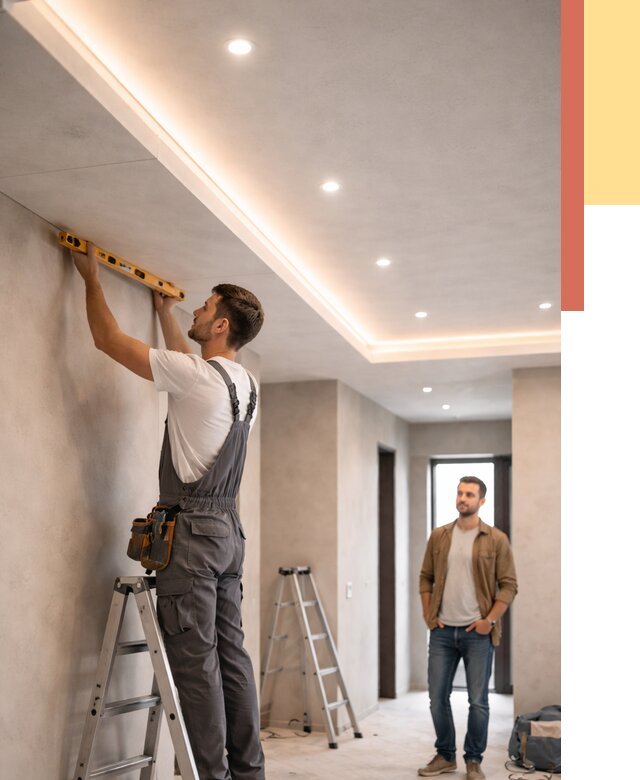 Потолок из гипсокартона с подсветкой в Новосибирске от 762 руб./м2 под ключ | ОТДЕЛОЧНИК-Нвс