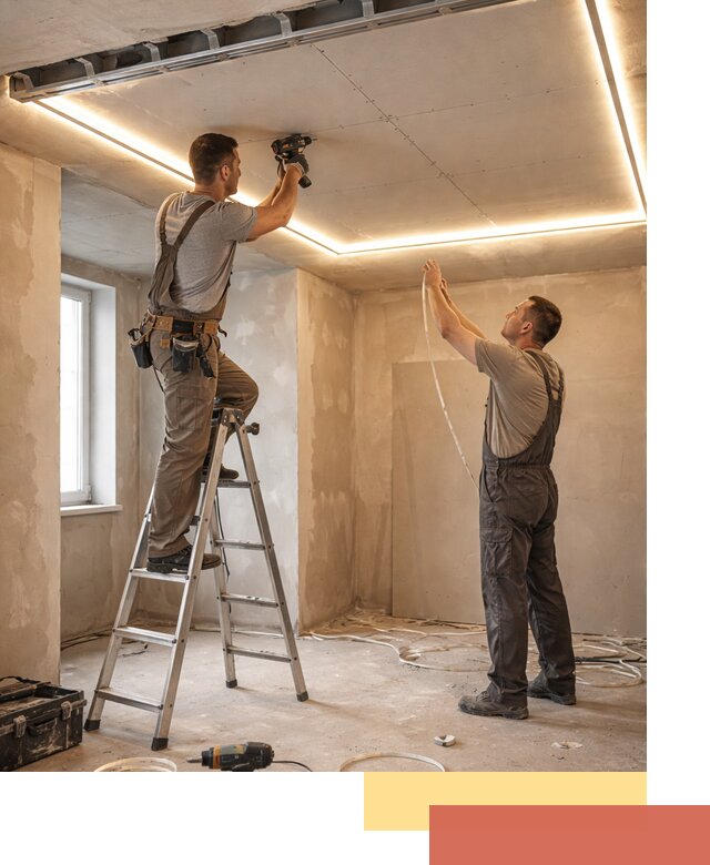 Потолок из гипсокартона с подсветкой в Новосибирске