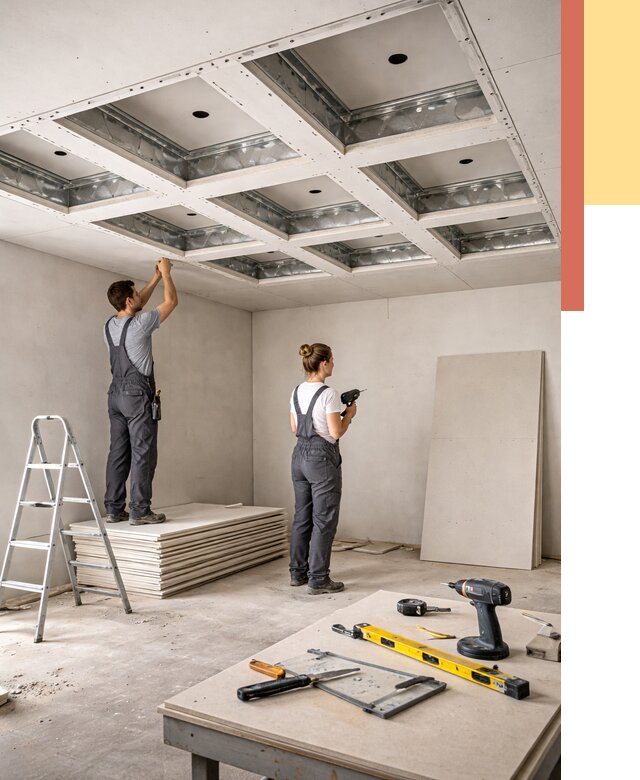 Кессонный потолок из гипсокартона в Новосибирске от 1881 руб. — монтаж и под ключ | ОТДЕЛОЧНИК-Нвс