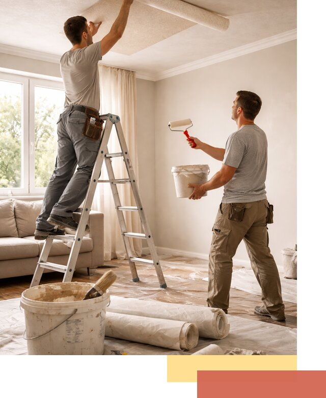 Поклейка обоев на потолок в Новосибирске — качественно и быстро