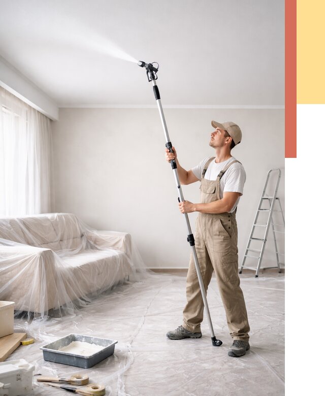 Покраска потолка краскопультом в Новосибирске от 4575 руб. быстро и недорого | ОТДЕЛОЧНИК-Нвс