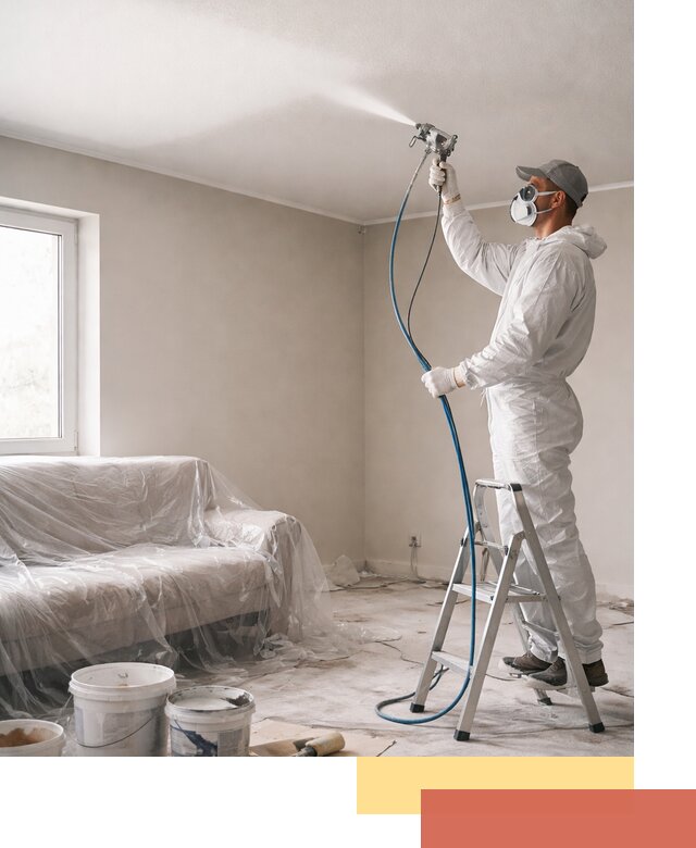 Покраска потолка краскопультом в Новосибирске быстро и качественно